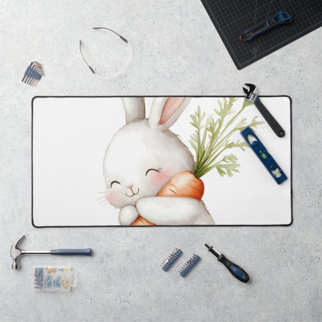 Lapin mignon à l'aquarelle amour de carotte  (Poste de travail)