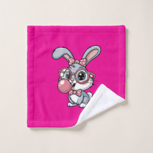 Lapin mignon avec des lunettes qui souffle du chew