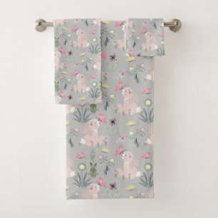 lapin mignon avec fleurs et papillons