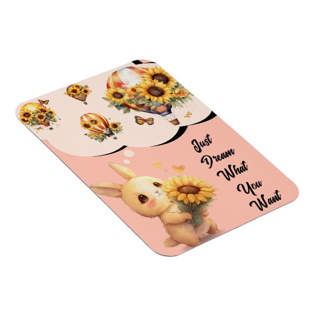 Lapin Mignon Avec Magnet Photo Flexible Tournesol (Côté Droit)