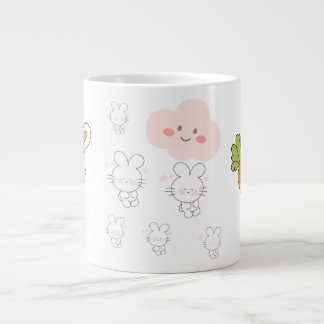 Lapin mignon avec mug à café à la carotte | Adorab