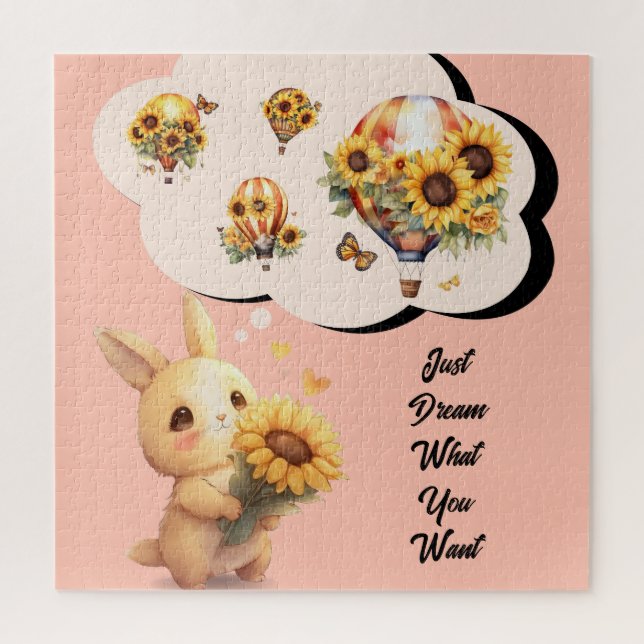 Lapin Mignon Avec Puzzle Tournesol (Vertical)