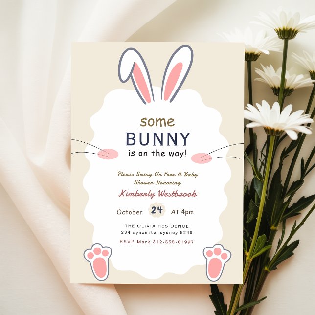Lapin Mignon Bébé Fait Son Chemin Invitation Baby  (Créateur téléchargé)