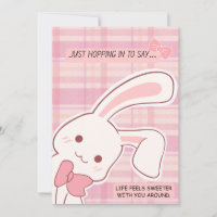 Lapin Mignon Carte de Vœux Rose