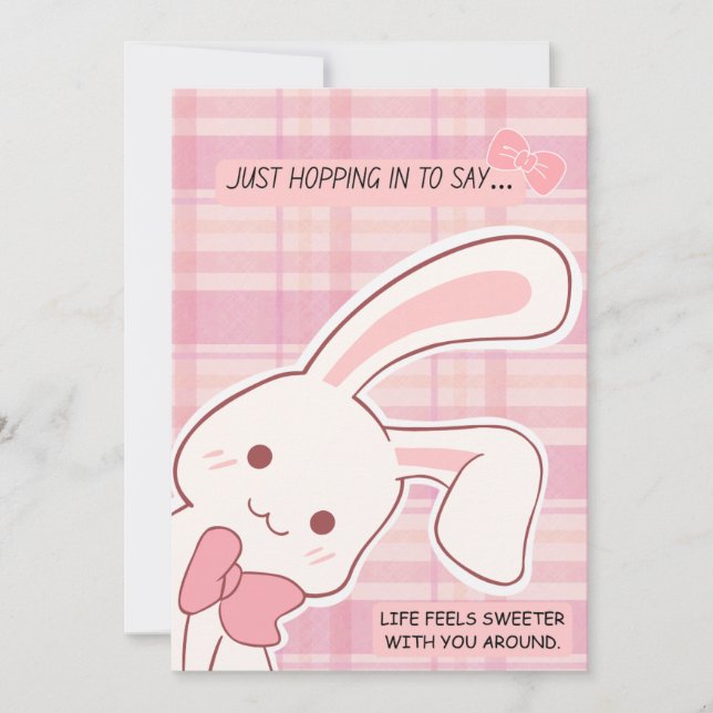 Lapin Mignon Carte de Vœux Rose (Devant)