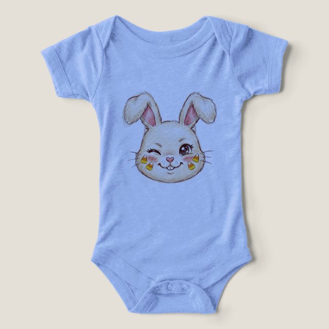 Lapin mignon clignant d'œil friandise maïs visage  (Design Recto)