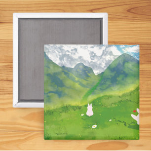 Lapin Mignon dans Carré Mountain View Magnet