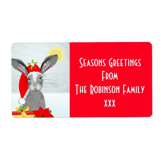 Lapin mignon de vacances de Noël Editable Étiquette D'expédition
