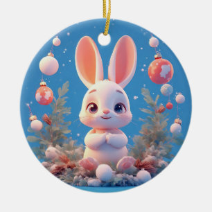 Lapin mignon entouré de décorations