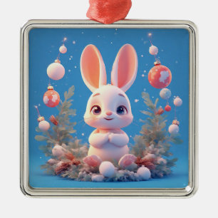 Lapin mignon entouré de décorations