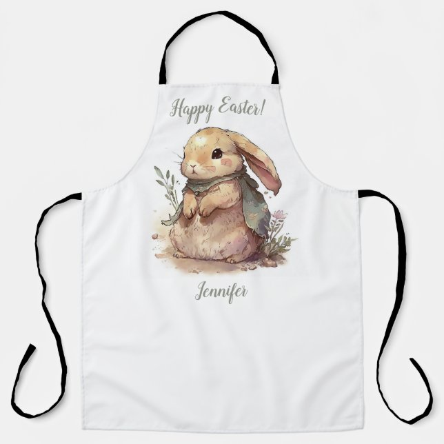 Lapin Mignon Joyeuses Pâques Tablier de Cuisine (Recto)