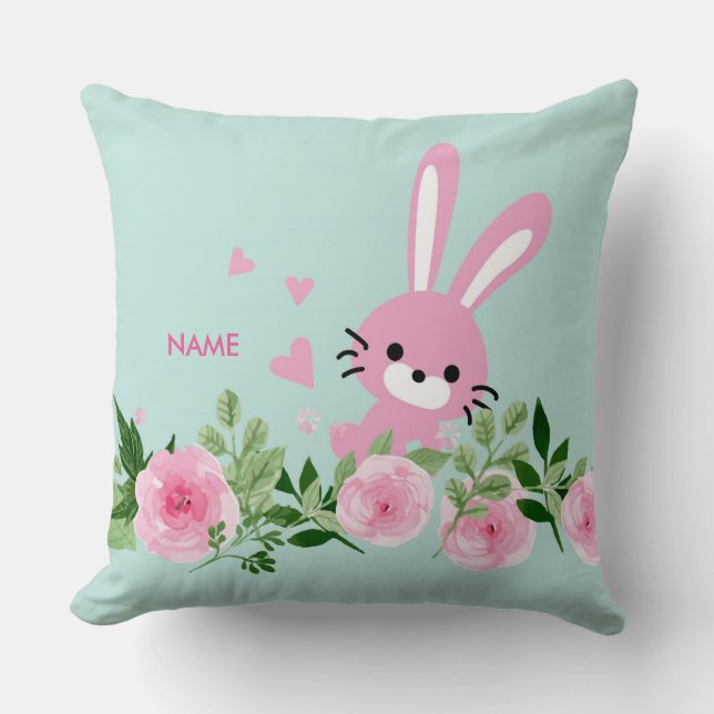lapin mignon lapin boisé Jaillir oreiller 20" x 20 (Recto)