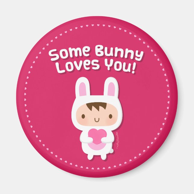 Lapin Mignon T'Aime Magnet Aimanté de Punition Dou (Devant)