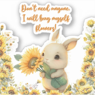 Lapin Mignon Tenant un Tournesol Autocollant Vin