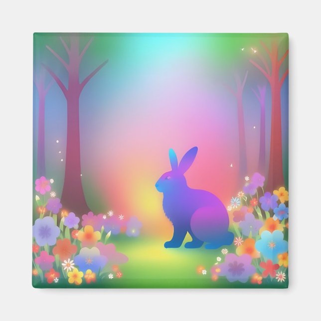 Lapin mystique dans le aimant de la forêt de print (Devant)