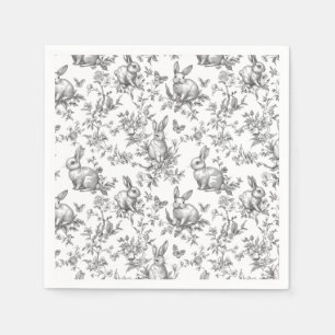 Lapin noir Serviettes en papier Toile de Jouy fran