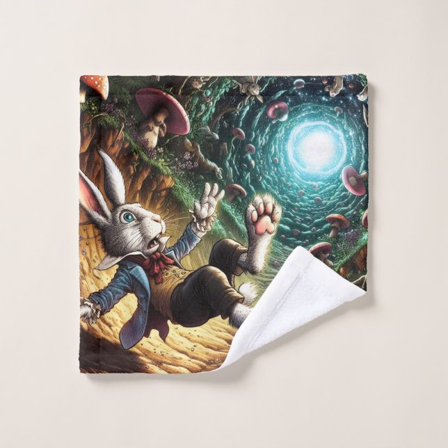 Lapin Panique Tombant Dans Le Trou Du Lapin (Gant de toilette)