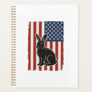Lapin Patriotique Drapeau Américain Gravure Vintag