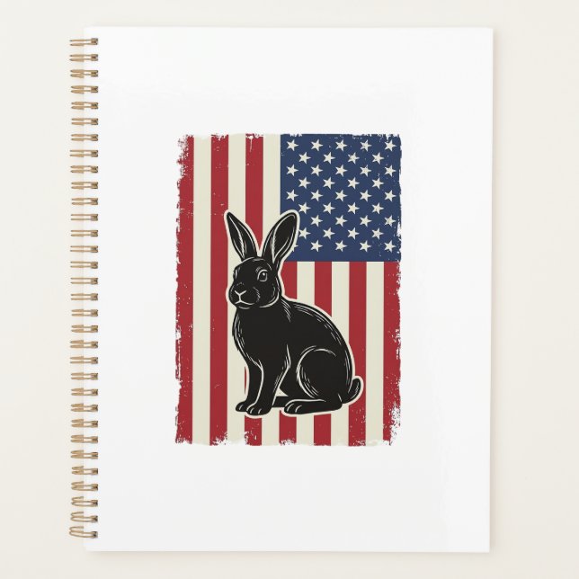 Lapin Patriotique Drapeau Américain Gravure Vintag (Devant)
