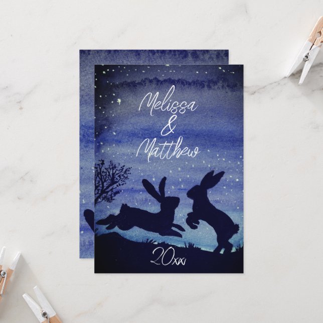 Lapin Personnalisé Rabbit Bleu voeux Anniversaire  (Devant/Arrière en situation)