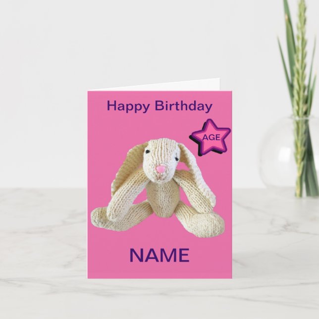 Lapin Rabbit Age Personnalisé Carte fille etc. (Devant)