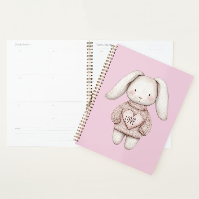 Lapin rose mignon et doux Veste rose coeur (Devant avec enveloppe)