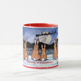 "Lapin tasse de conception de Noël dans lune",