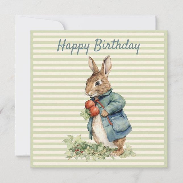 Lapin tenant des légumes Joyeux Anniversaire (Devant)