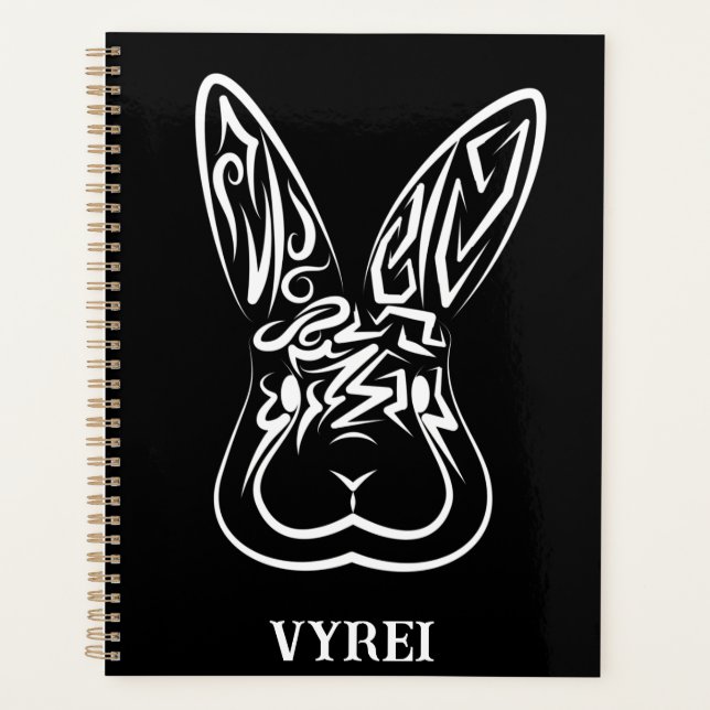Lapin tribal noir et blanc (Devant)