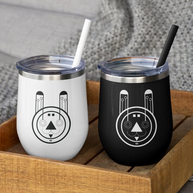 Lapin Usagi Géométrique Zodiaque  (Sip with celestial style using this chic Usagi Rabbit zodiac wine tumbler.)