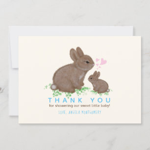 Lapins Adorables Cœurs Garçon Baby Shower Merci