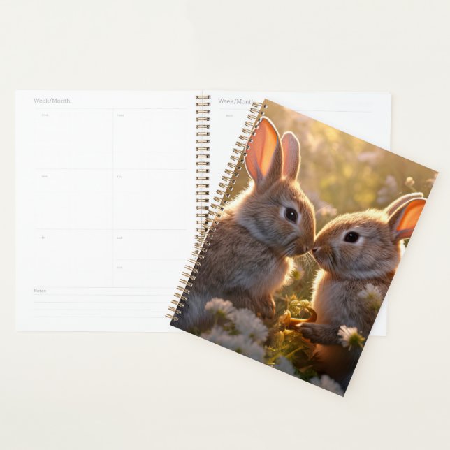 Lapins Adorables dans la Prairie de Printemps Desi (Devant avec enveloppe)