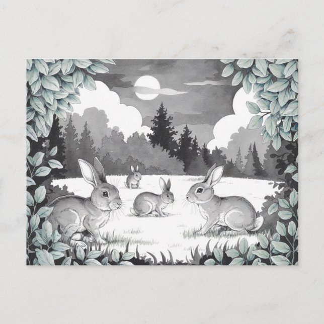 Lapins dans la carte postale de défrichage (Devant)