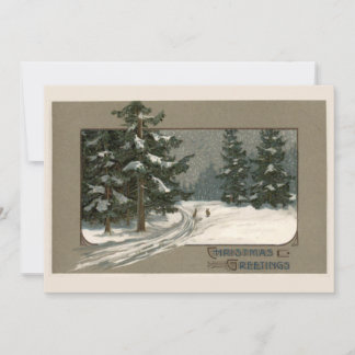 Lapins dans la scène d'hiver Noël carte de voeux