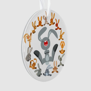 Lapins de dessin animé mignons Ornement en acryliq
