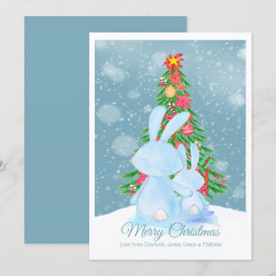 Lapins De Noël Avec Arbre En Carte De Neige