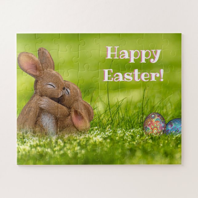 Lapins de Pâques heureux Puzzle pour Enfants (Horizontal)