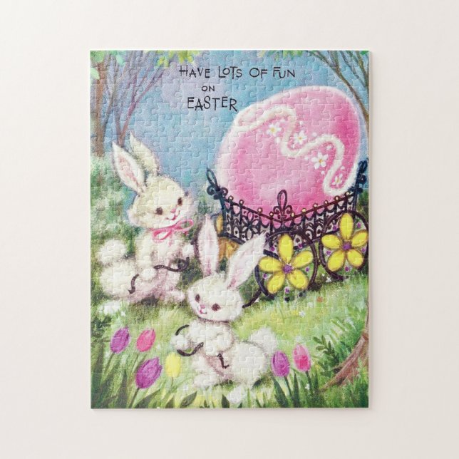 lapins de Pâques vintages rétro puzzle (Vertical)
