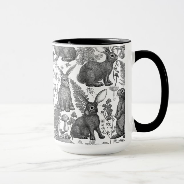 Lapins et flore boisée2 Mug (Droite)