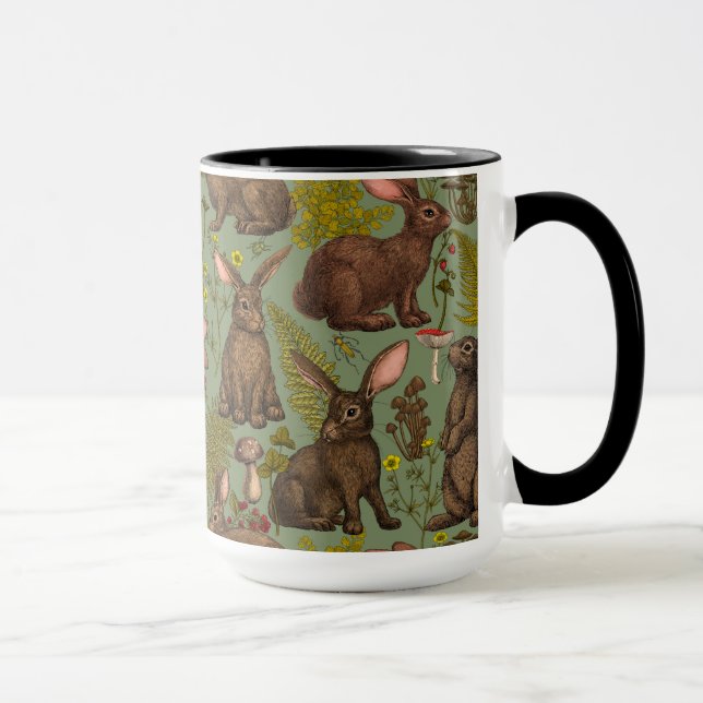 Lapins et flore boisée Mug (Droite)