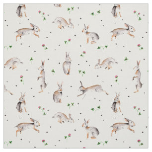Lapins et trèfle   Pâques de vacances   Tissu de r