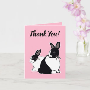 Lapins hollandais Carte de remerciements rose