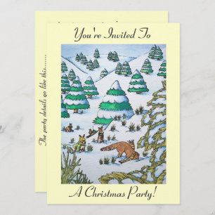 lapins jouant dans la neige sur invitation de noël