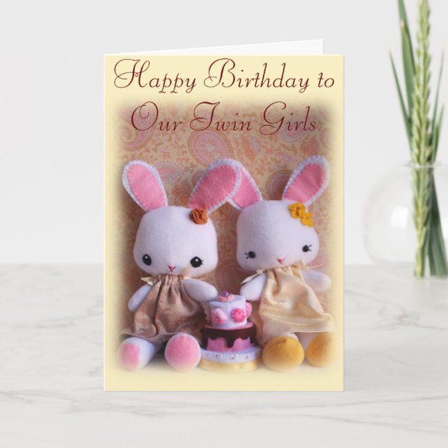 Lapins jumeaux avec la carte de joyeux (Devant)