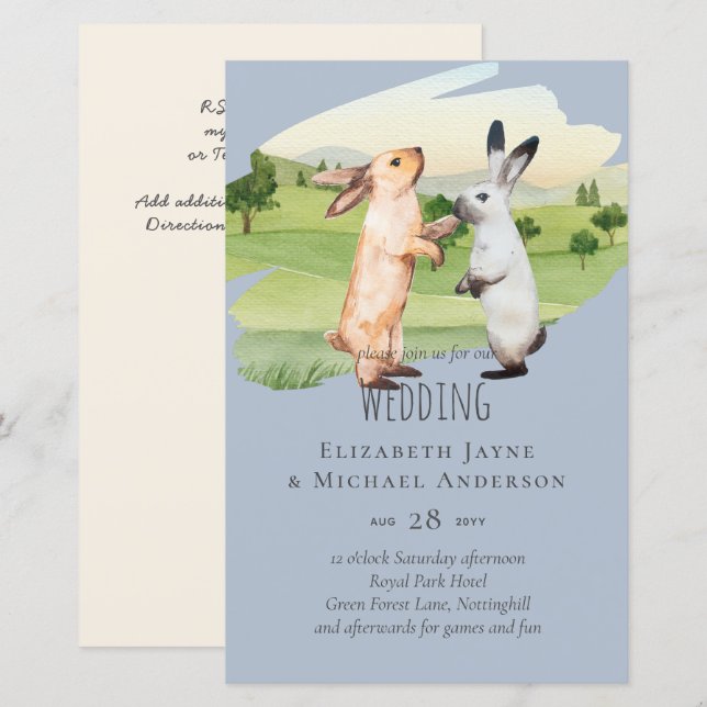 Lapins Mariage Couple Country Garden (Devant / Derrière)