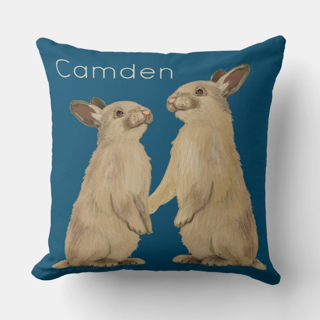 lapins peints sur le coussin le nom (bleu) de (Recto)