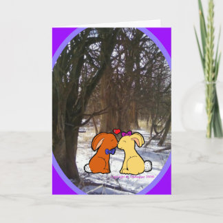Lapins s'embrasser dans la neige - Carte Fiançaill