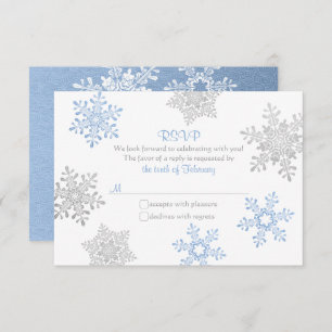 Lapis Blue Silver Snowflake Hiver Mariage RSVP
