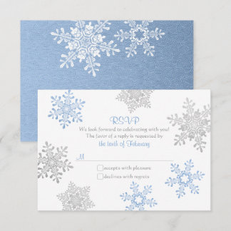 Lapis Blue Silver Snowflake Hiver Mariage RSVP