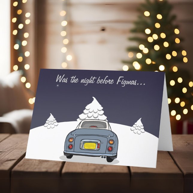 Lapis Grey Figaro voiture Figaro carte de Noël (Happy Fig-mas! A fun figgy themed christmas card to send to your car! (or your figgy loving friends))
